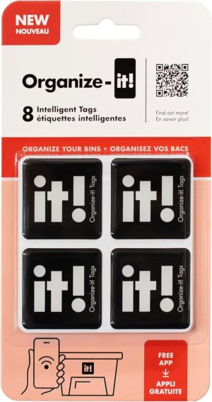 NFC Smart Labels | Scannable Weatherproof Tags for Storage Bins,Moving Containers & Organization | Free APP for Tracking Inventory on iOS/Android-Free Unlimited Cloud-Based-Family Sharing | Pack of 8